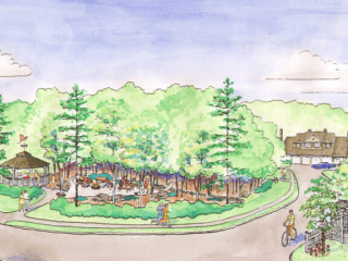 The Village at West Gloucester Street Scene Watercolor